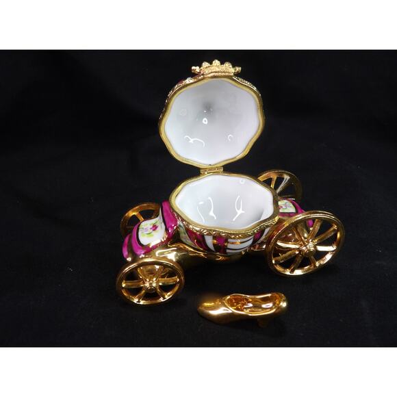 Atelier De Limoges France Cinderella Pumpkin Carriage with Slipper Signed